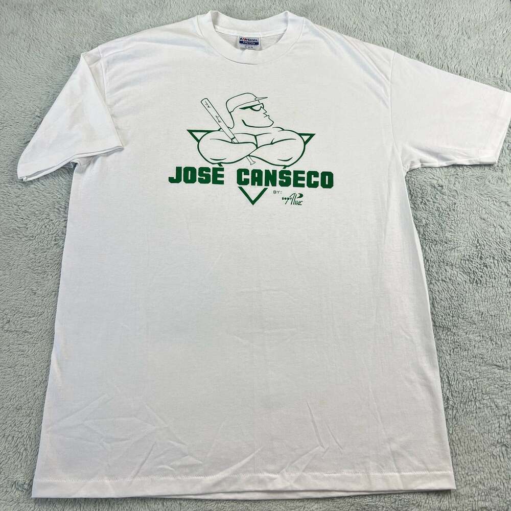 Jose Canseco Body Alive Vintage T-shirt single Stitch Size X-Large Hanes White